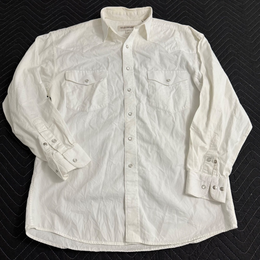 Cody James Men Size Medium White Western Pearl Snap Button Down Shirt Cowboy